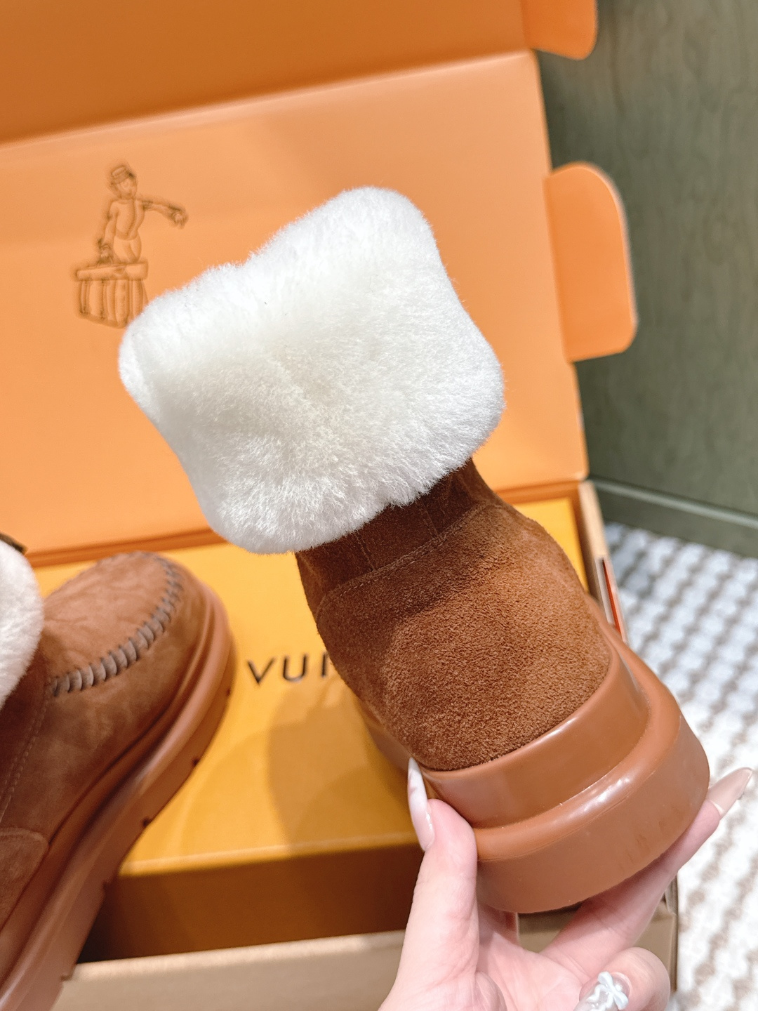 LV Monogram Suede & Shearling Comfort Winter Ankle Boots