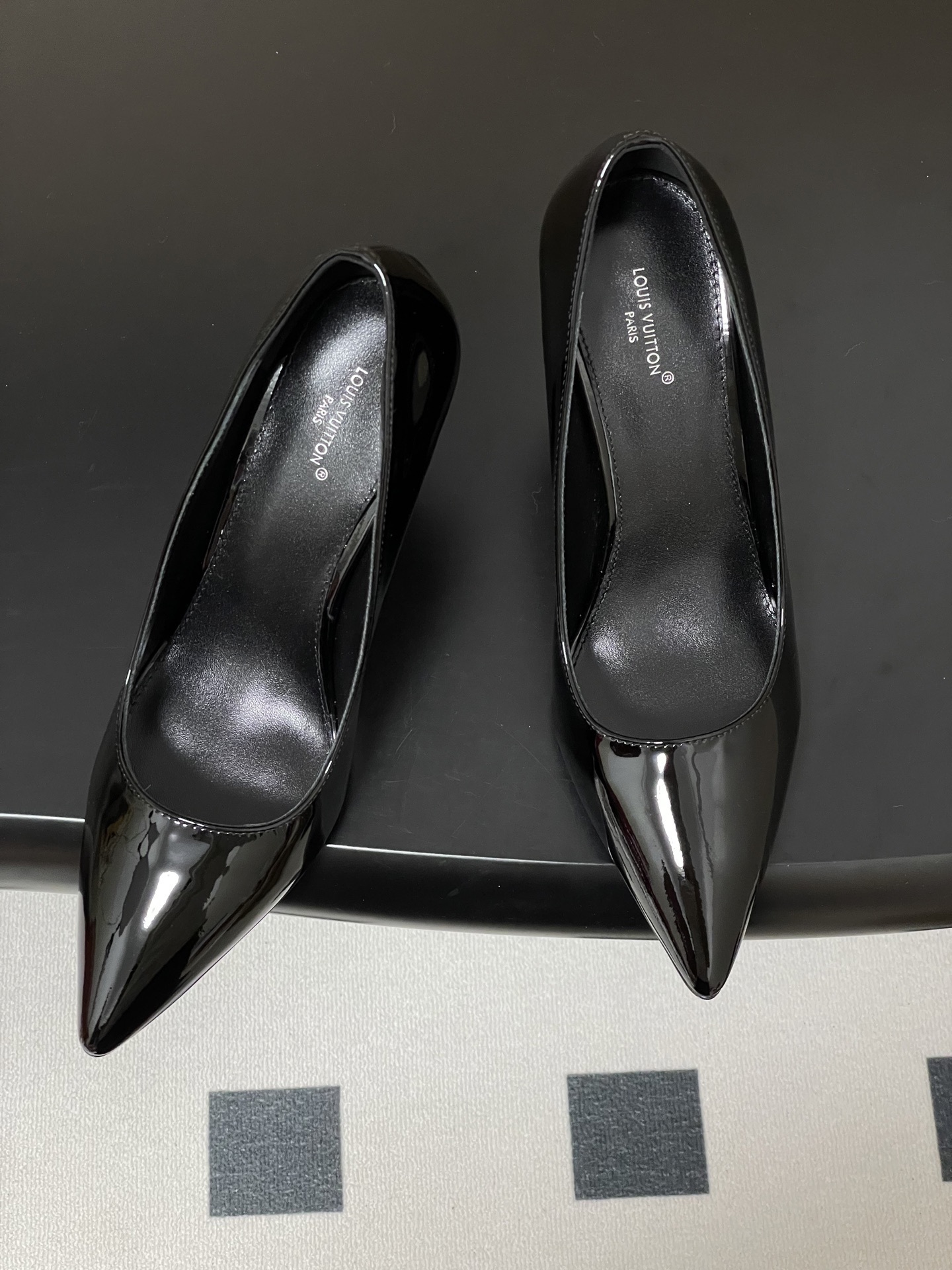 Elegant Black Patent Leather Pointed Toe Stiletto Heel Pumps