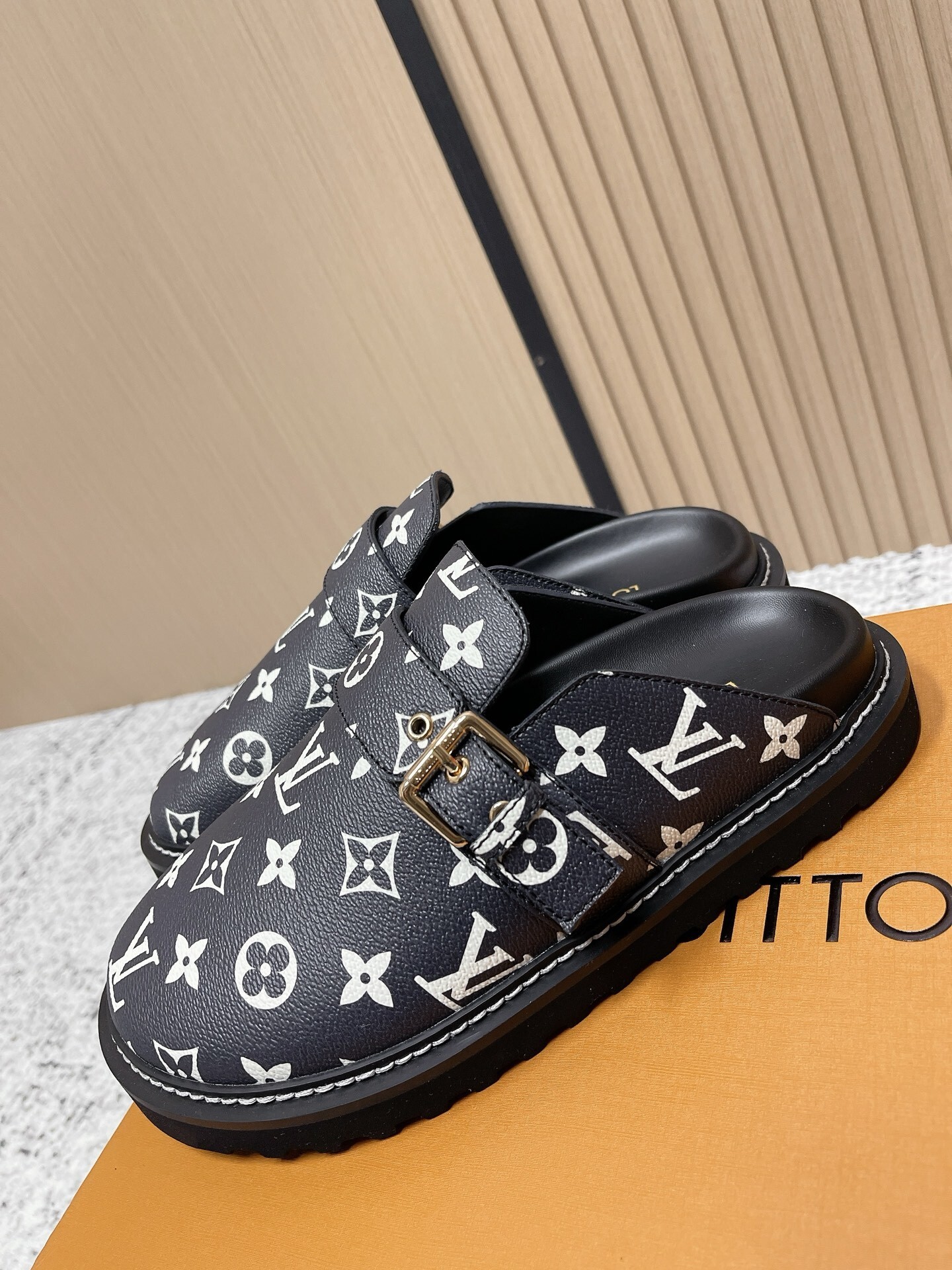 Louis Vuitton Monogram Comfort Mules - Premium Black Designer Clogs