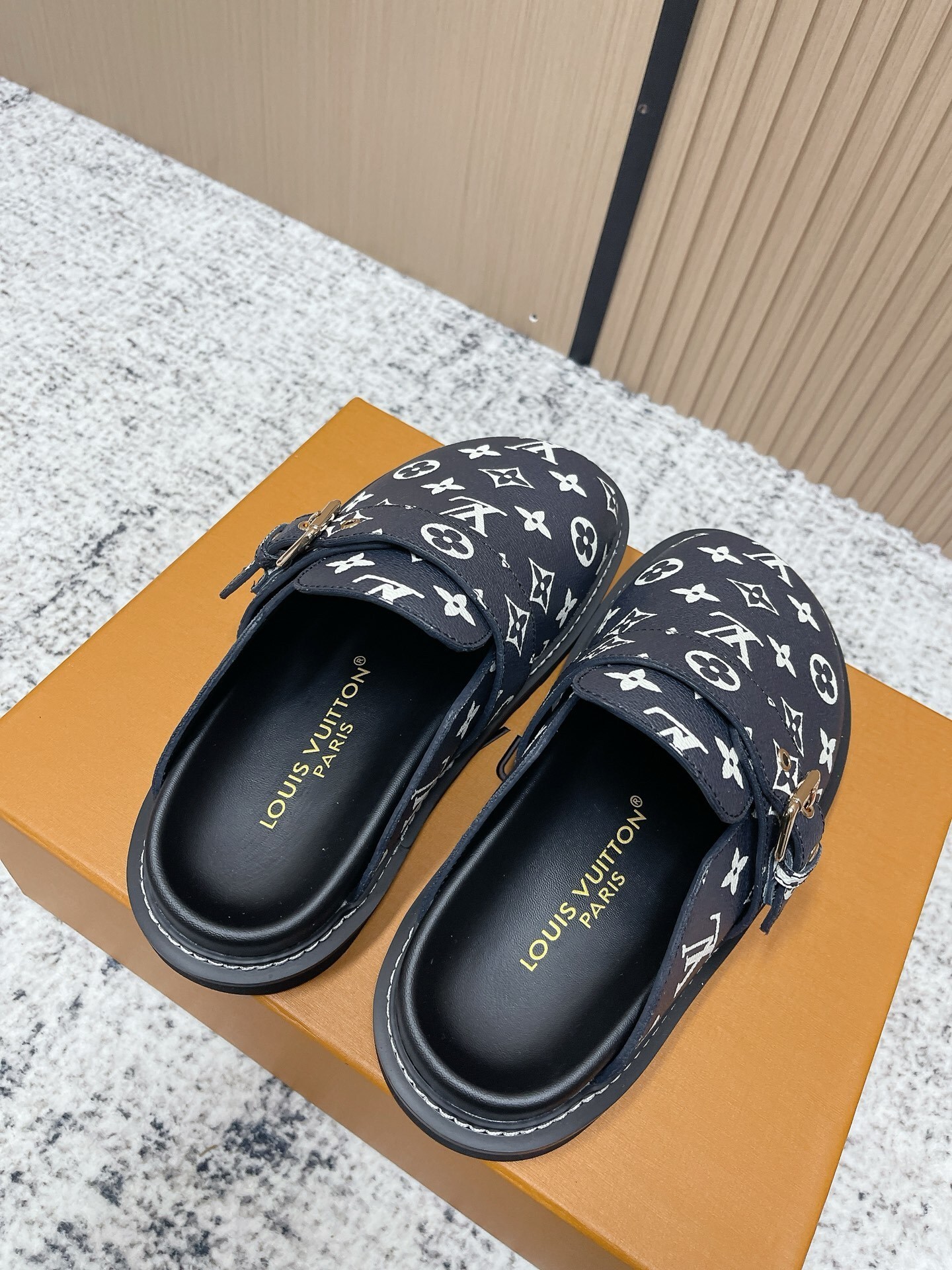 Louis Vuitton Monogram Comfort Mules - Premium Black Designer Clogs