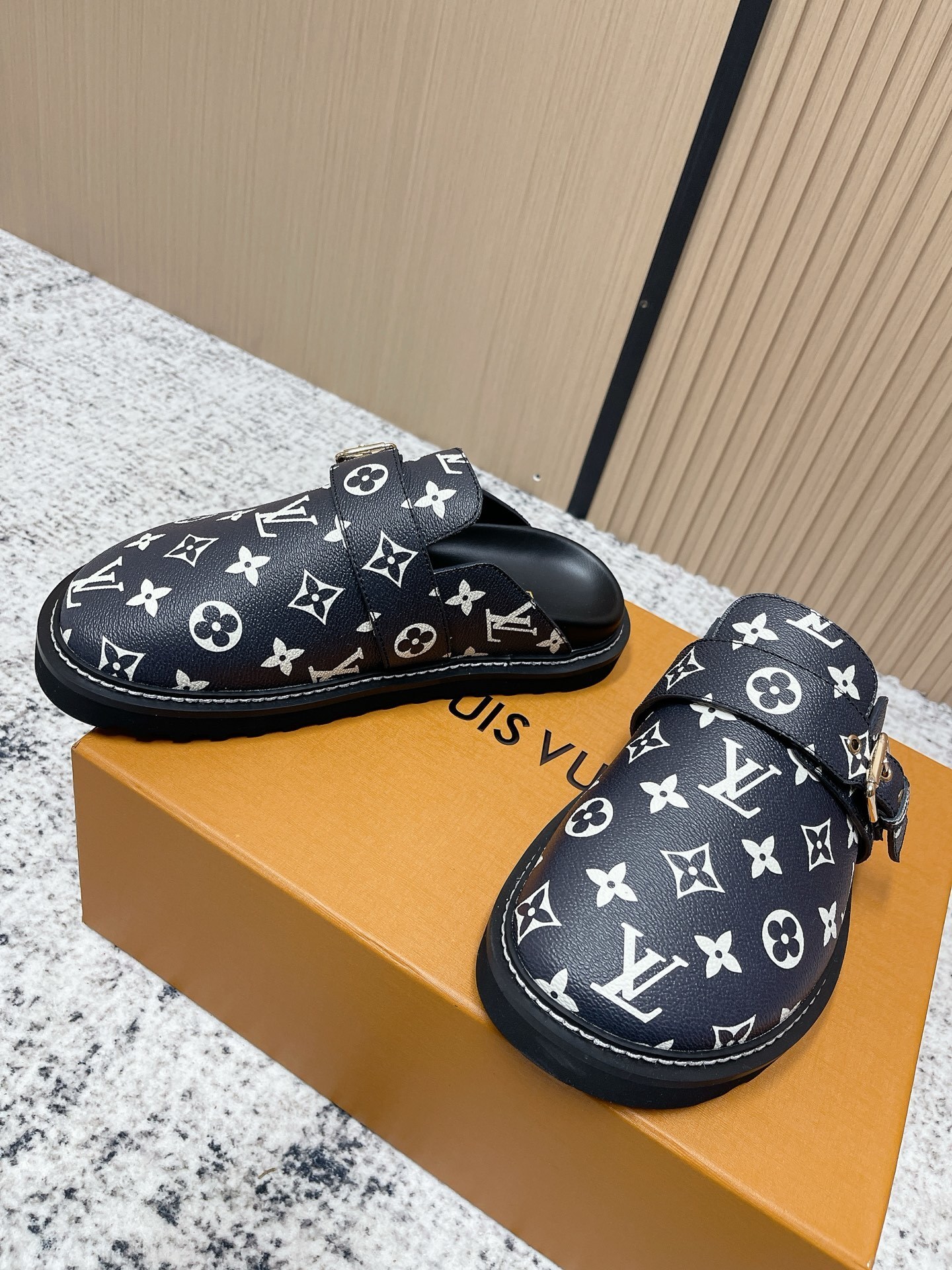 Louis Vuitton Monogram Comfort Mules - Premium Black Designer Clogs