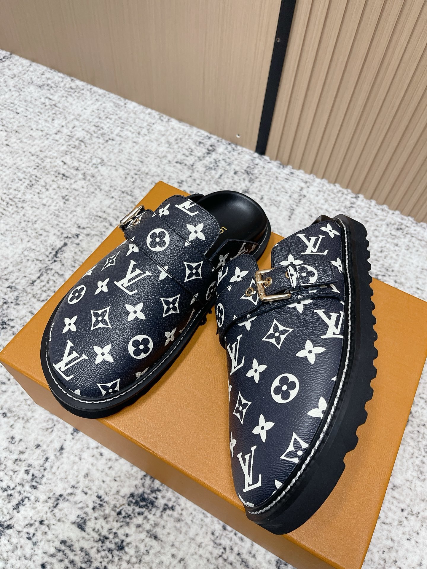 Louis Vuitton Monogram Comfort Mules - Premium Black Designer Clogs