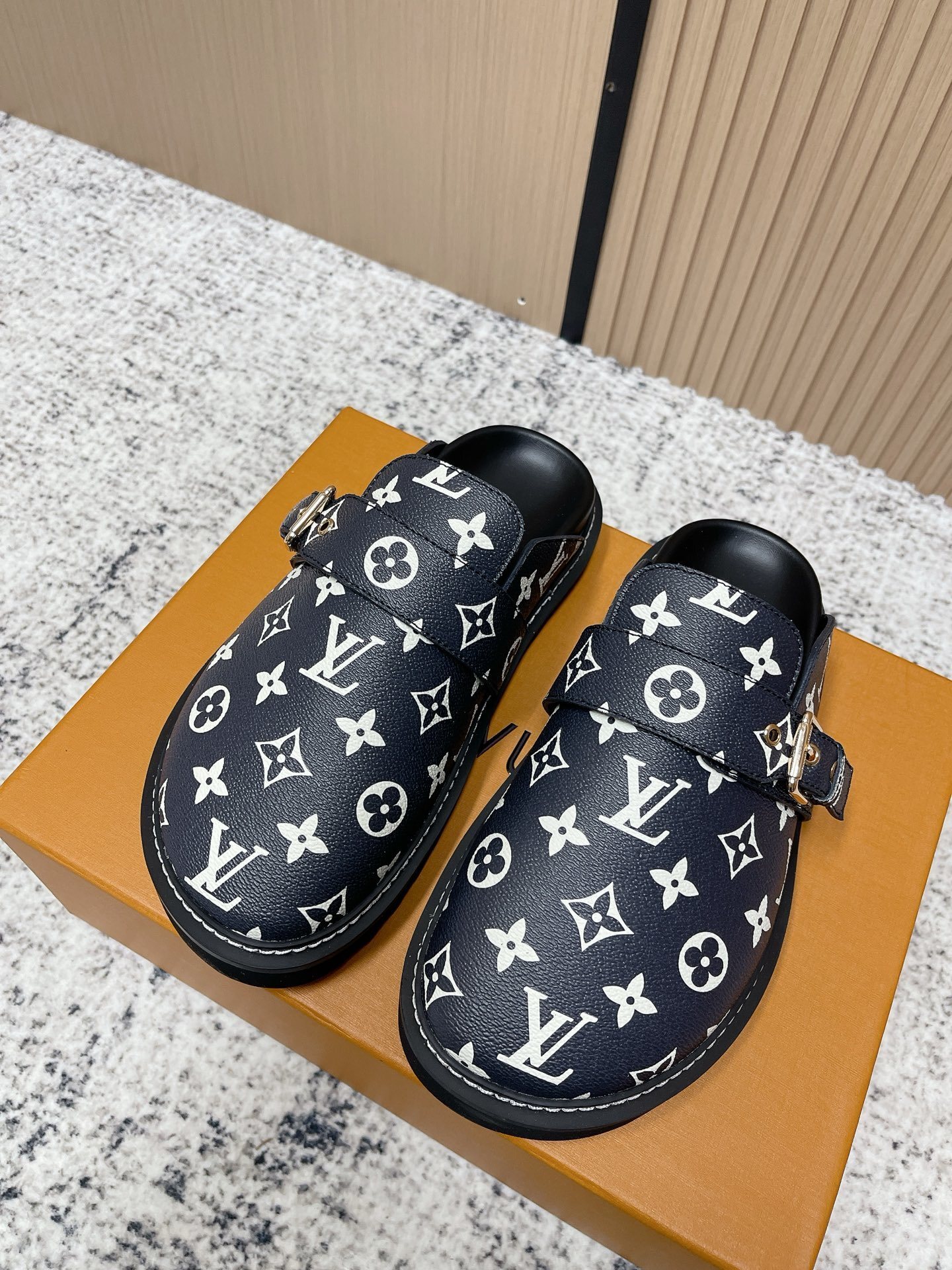 Louis Vuitton Monogram Comfort Mules – Premium Black Designer Clogs