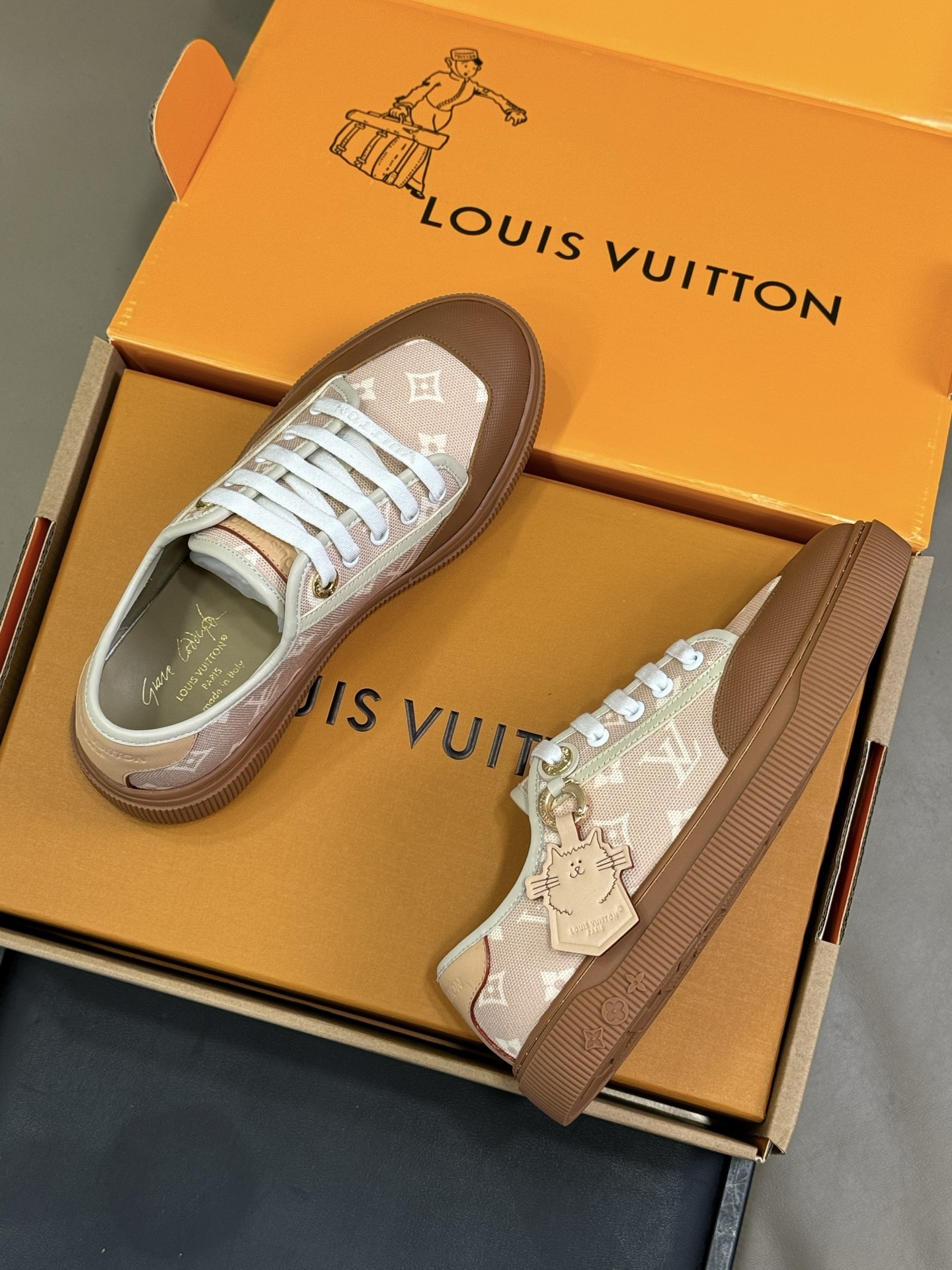 Louis Vuitton x Grace Coddington Monogram Cat Sneakers