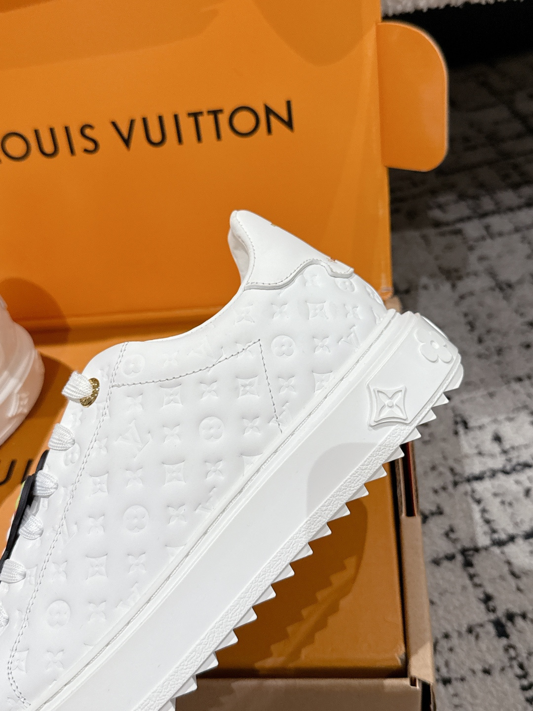 Louis Vuitton White Monogram Leather Sneakers with Panda Charms