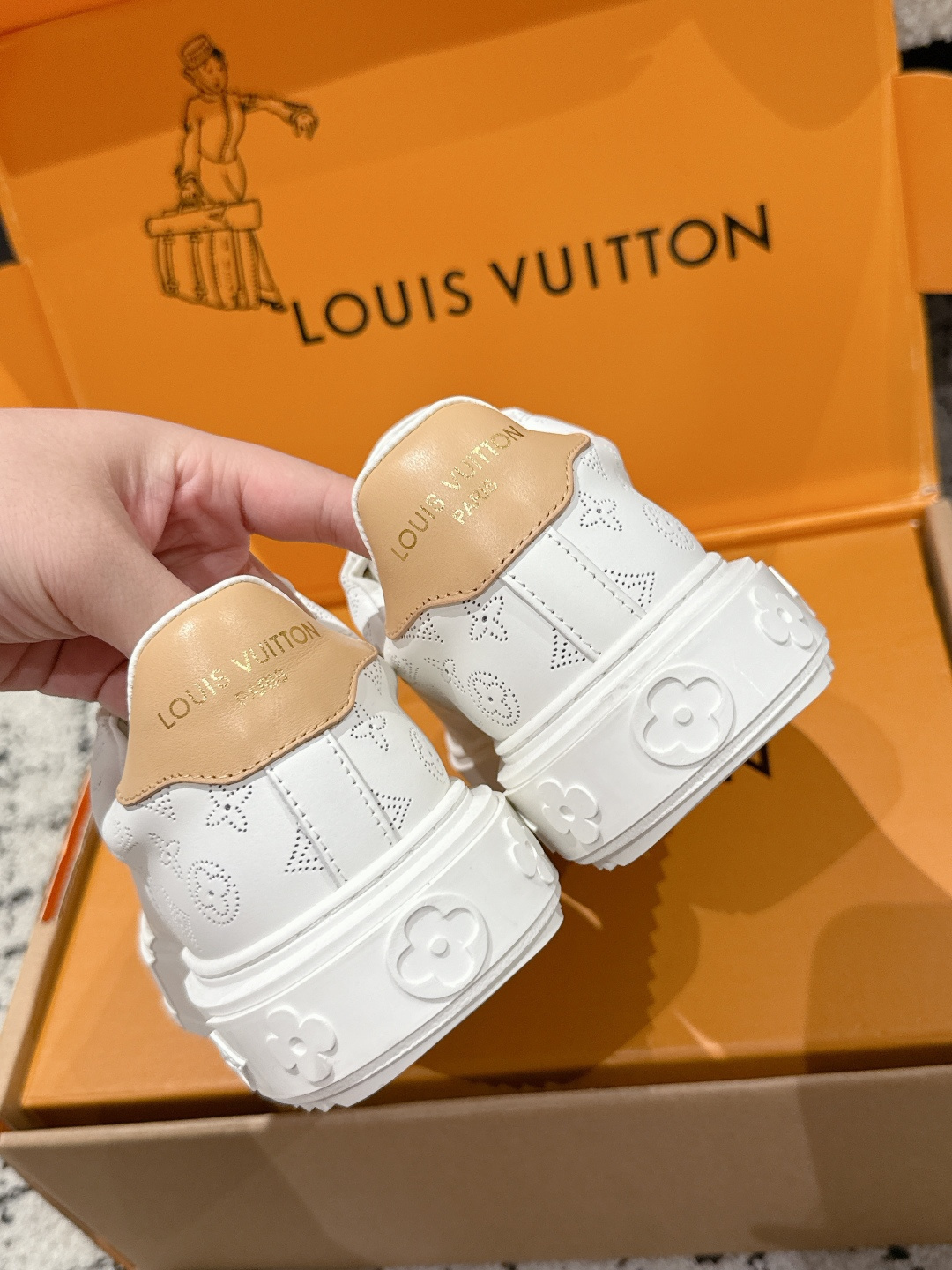 Louis Vuitton Women's White Monogram Leather Sneakers