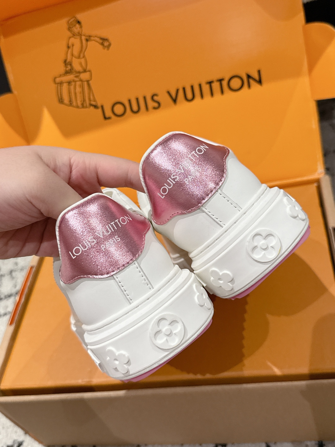 Louis Vuitton White Leather Sneakers with Designer Lace Charms