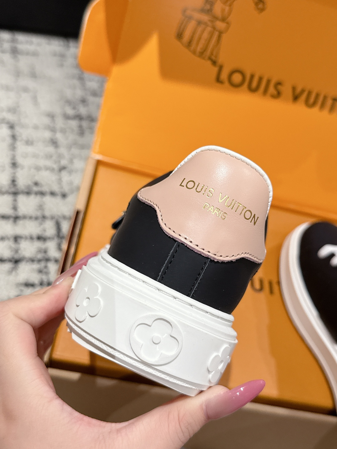 Louis Vuitton Black Leather Sneakers with Decorative Gold Charms