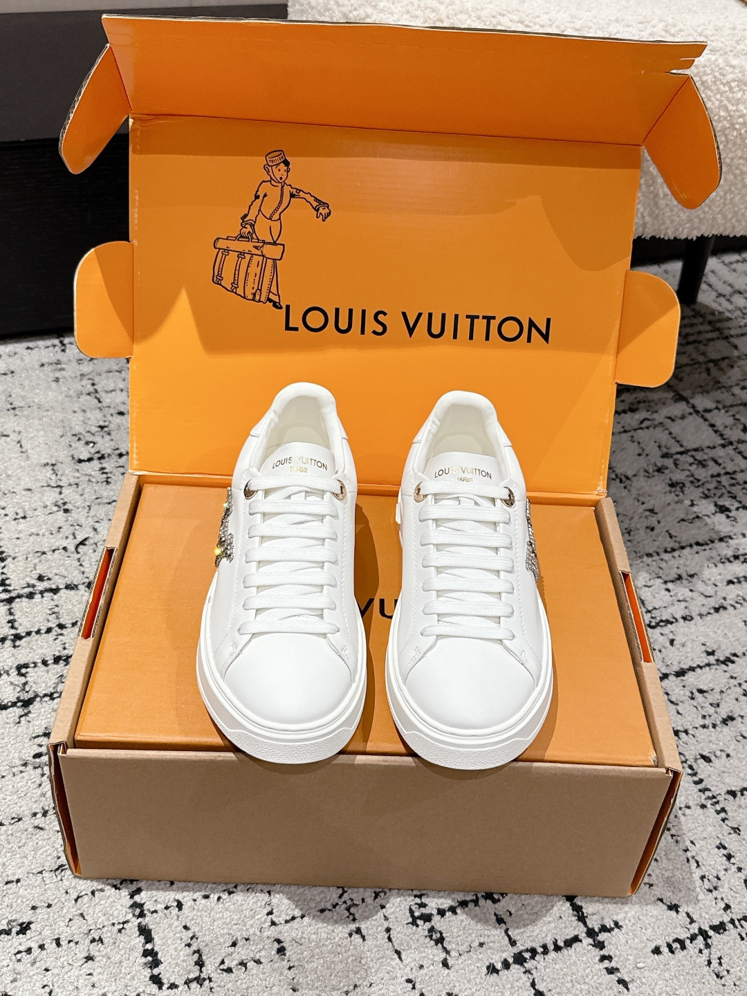 Louis Vuitton White Time Out Sneakers – Crystal Embellished Monogram