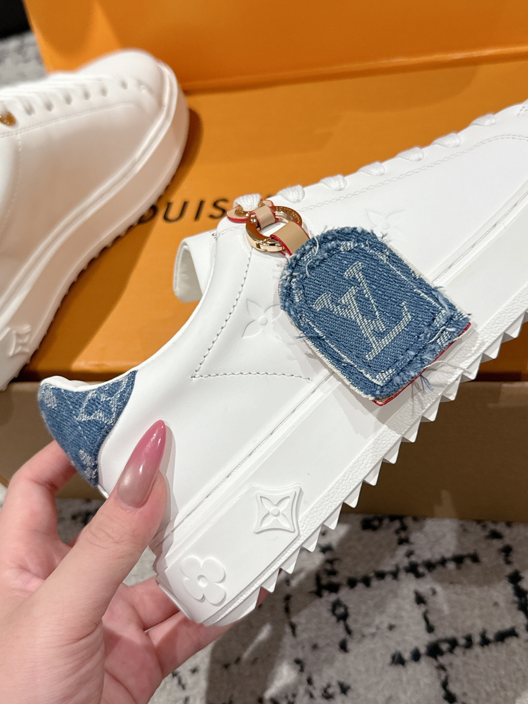 Louis Vuitton Frontrow Sneakers - White Leather & Monogram Denim