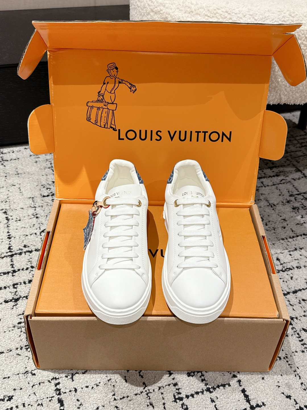Louis Vuitton Frontrow Sneakers – White Leather & Monogram Denim