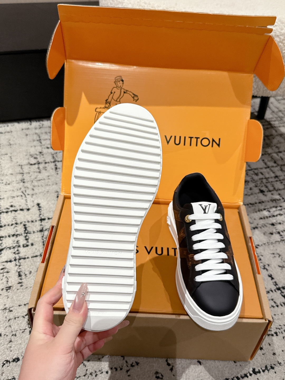Louis Vuitton Time Out Sneakers - Black Leather & Monogram Canvas