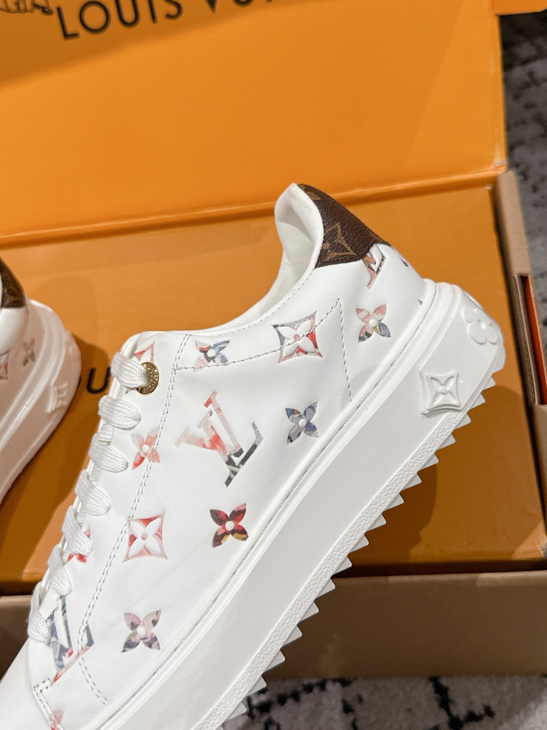 Louis Vuitton White Leather Floral Monogram Butterfly Sneakers