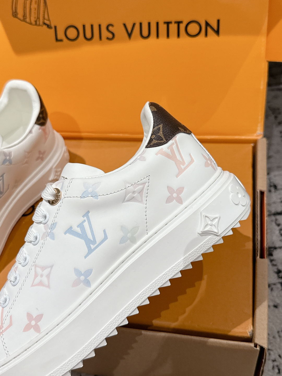 Louis Vuitton Time Out Sneaker White Pastel Monogram Leather
