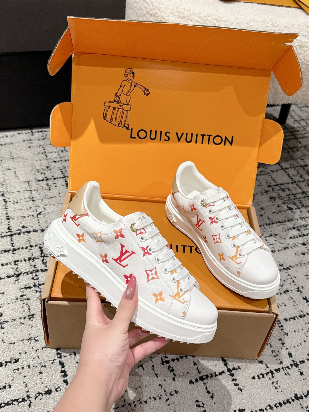 Louis Vuitton Women's White Monogram Sneakers - Colorful LV Pattern