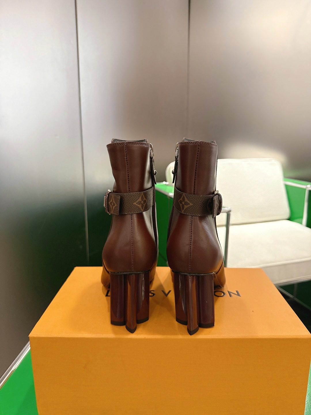 Premium Women's Brown Leather Ankle Boots - Elegant Square Toe