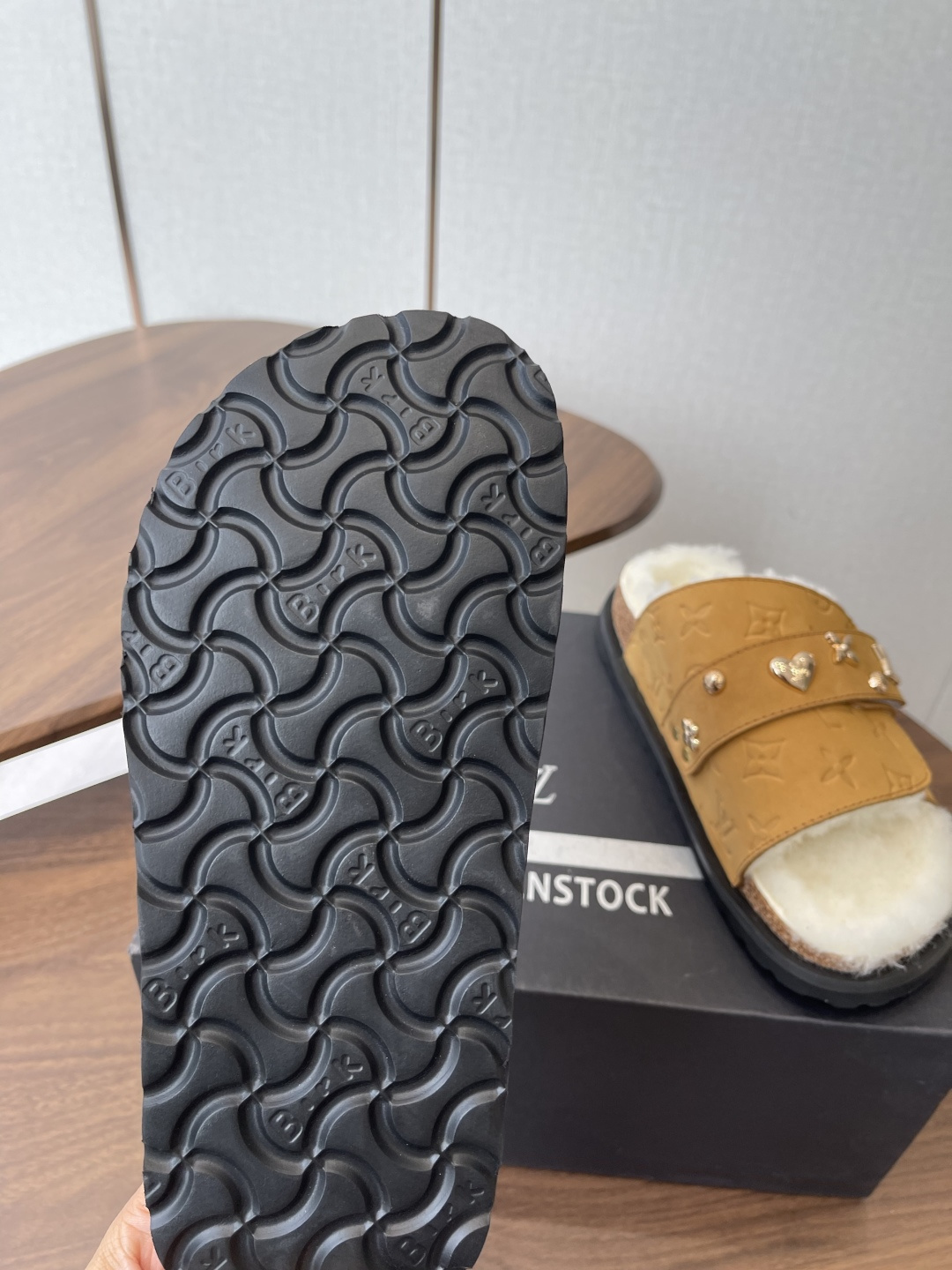 Louis Vuitton Monogram Shearling Slides - Tan Luxury Comfort Sandals