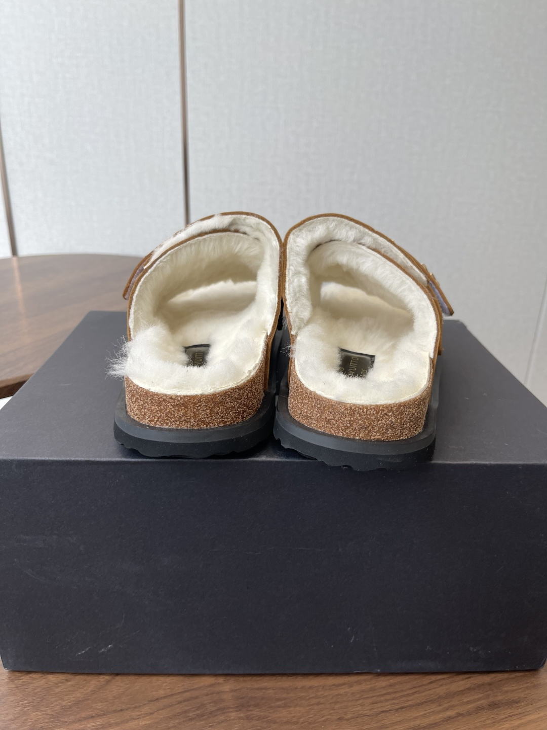 Louis Vuitton Monogram Shearling Slides - Tan Luxury Comfort Sandals