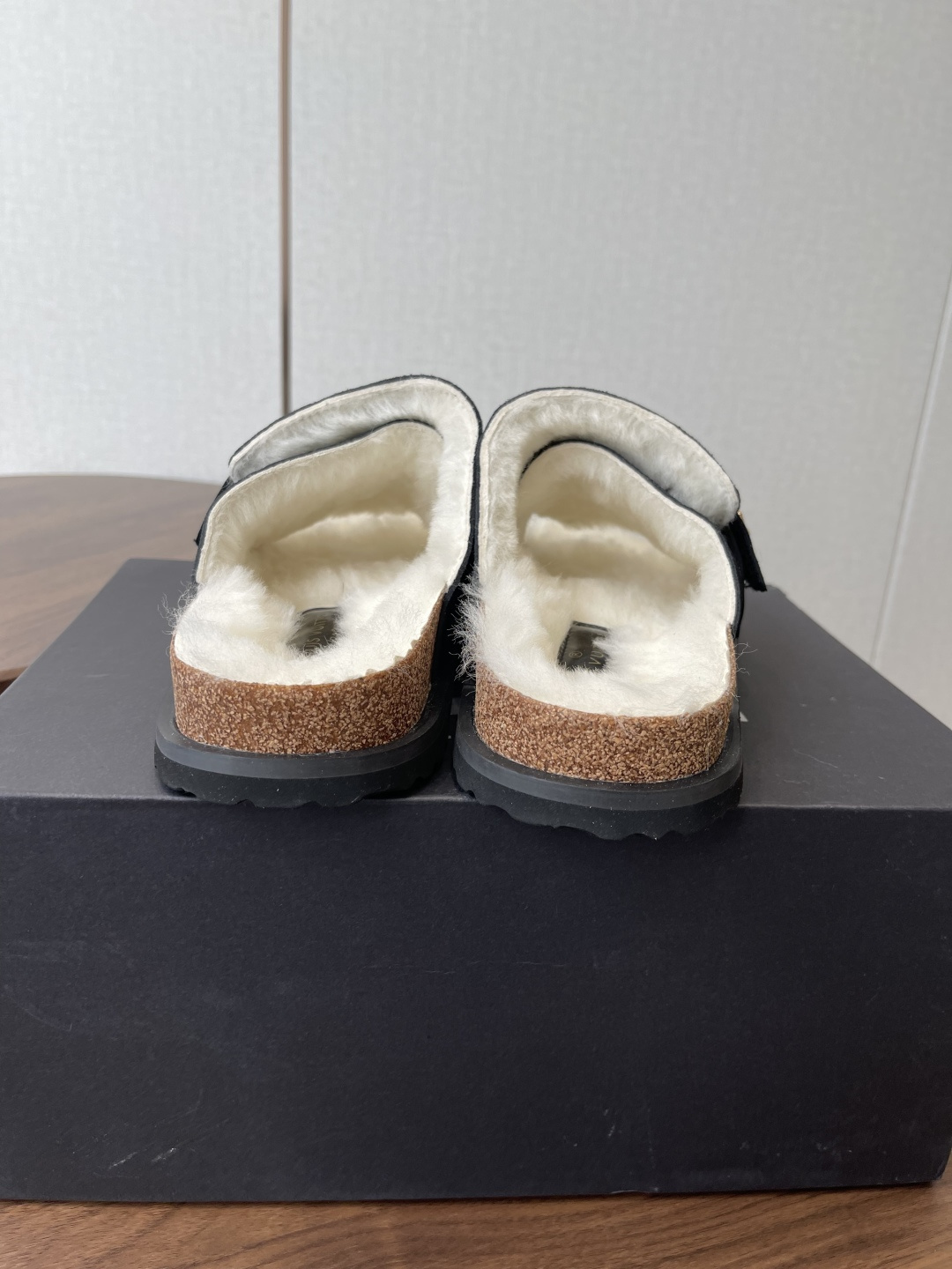 Louis Vuitton Monogram Black Suede Shearling Comfort Flat Sandals