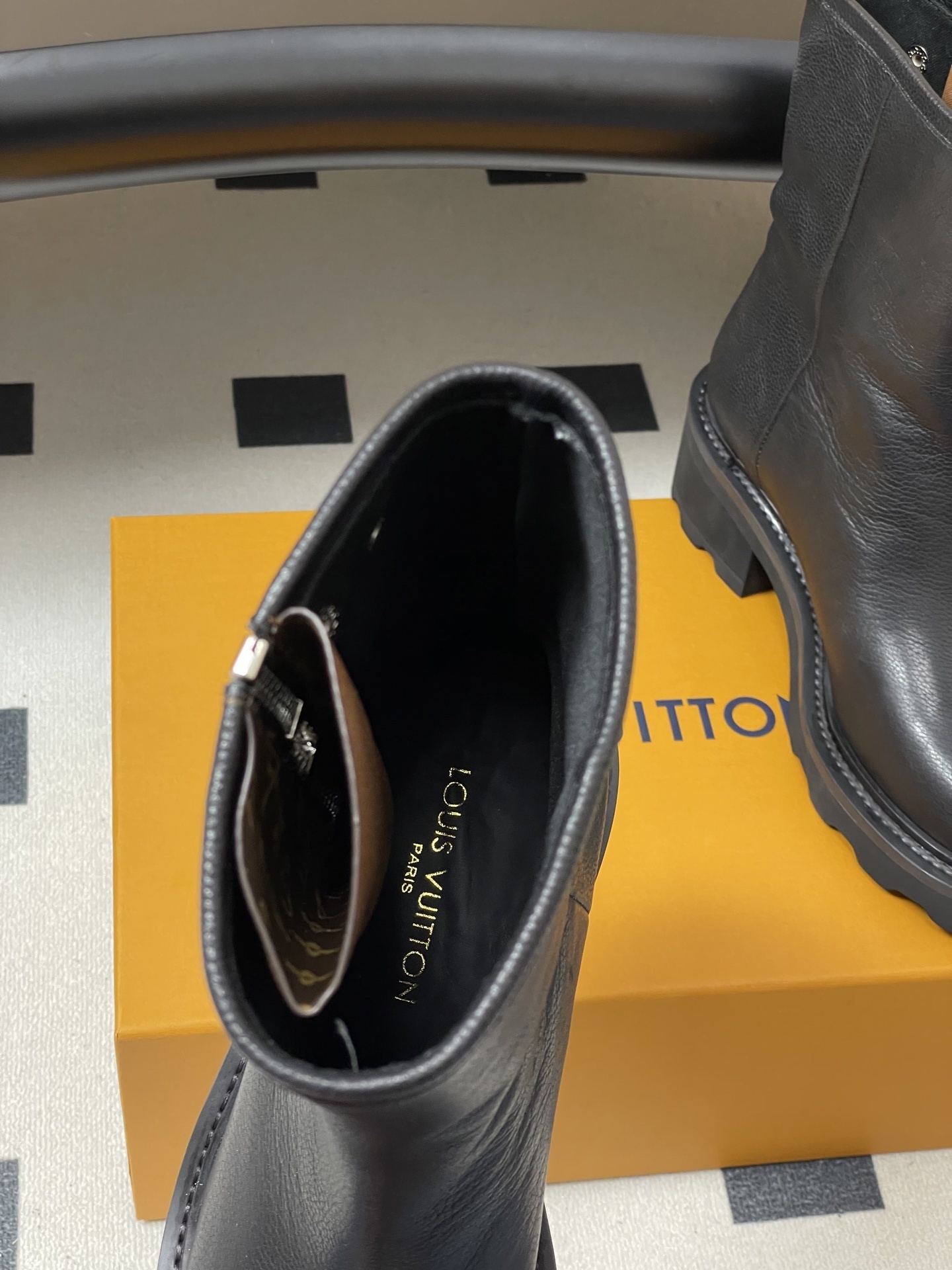 Louis Vuitton Black Grained Leather Discovery Ankle Boots