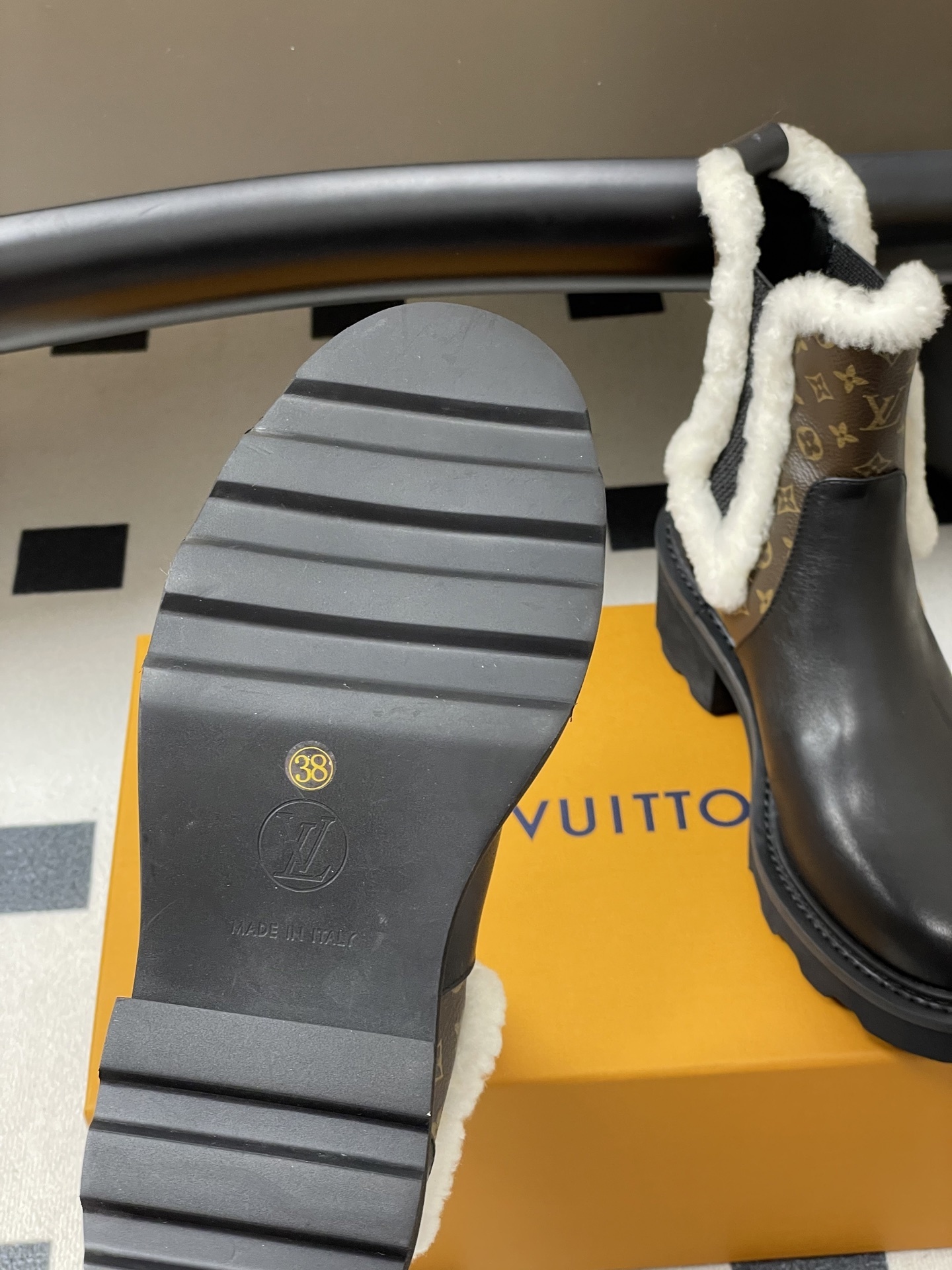 Louis Vuitton Monogram Shearling Leather Ankle Boots