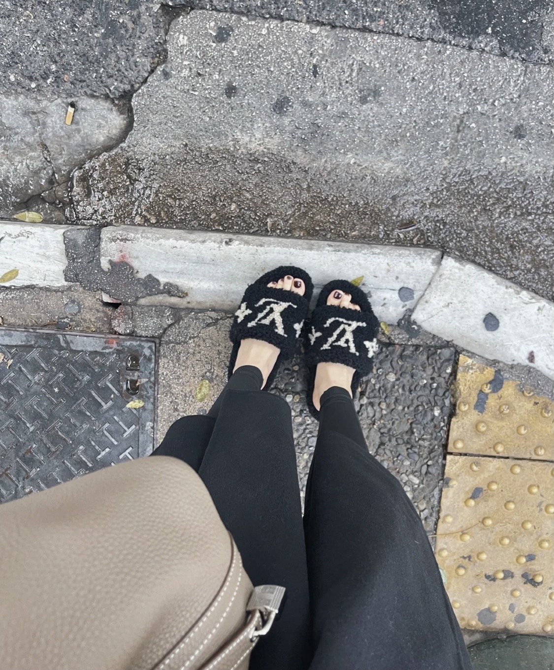 Louis Vuitton Black Shearling Slippers - Luxury LV Monogram Slides