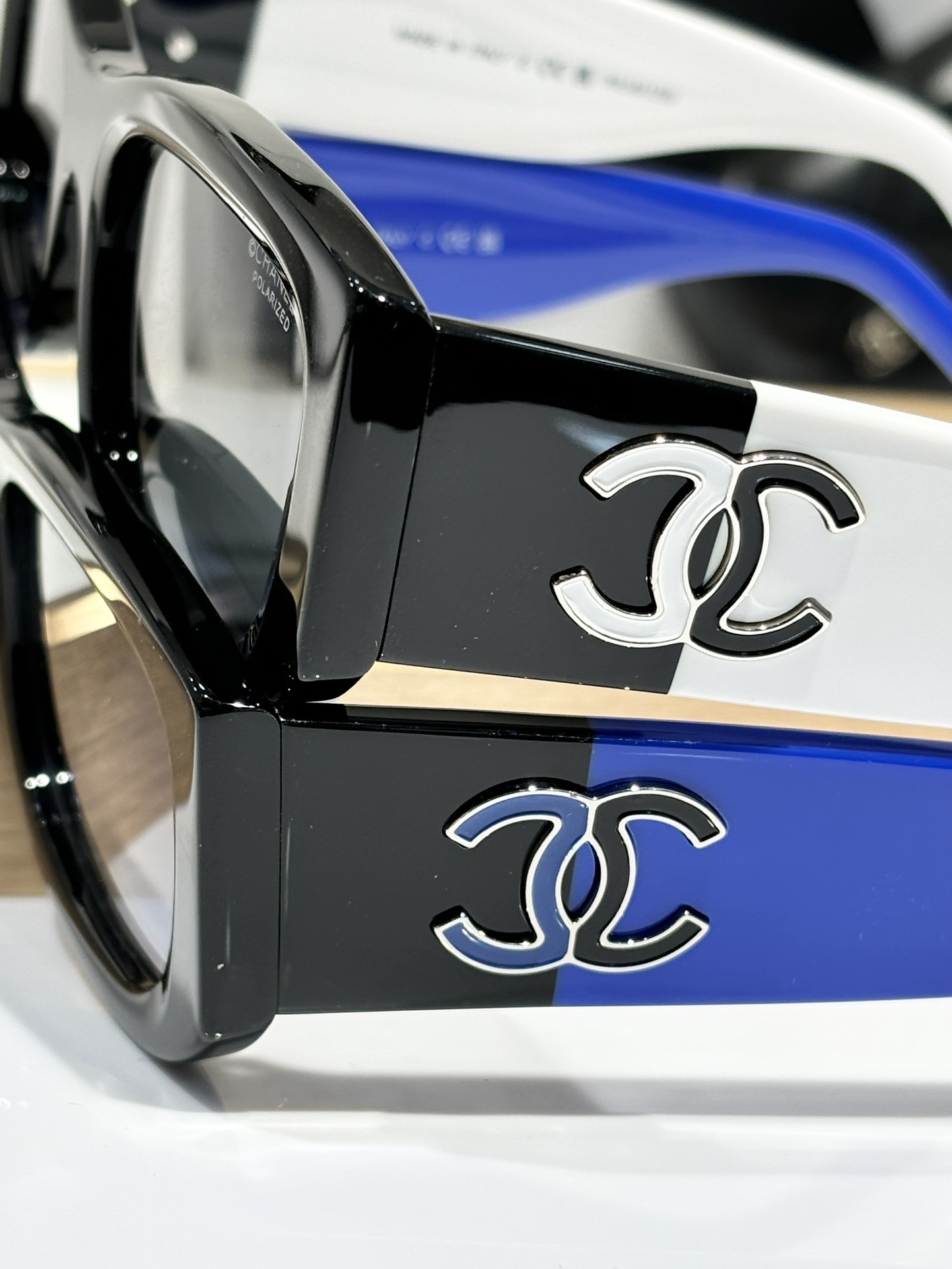 Chanel Polarized Rectangular Sunglasses with Iconic CC Logo