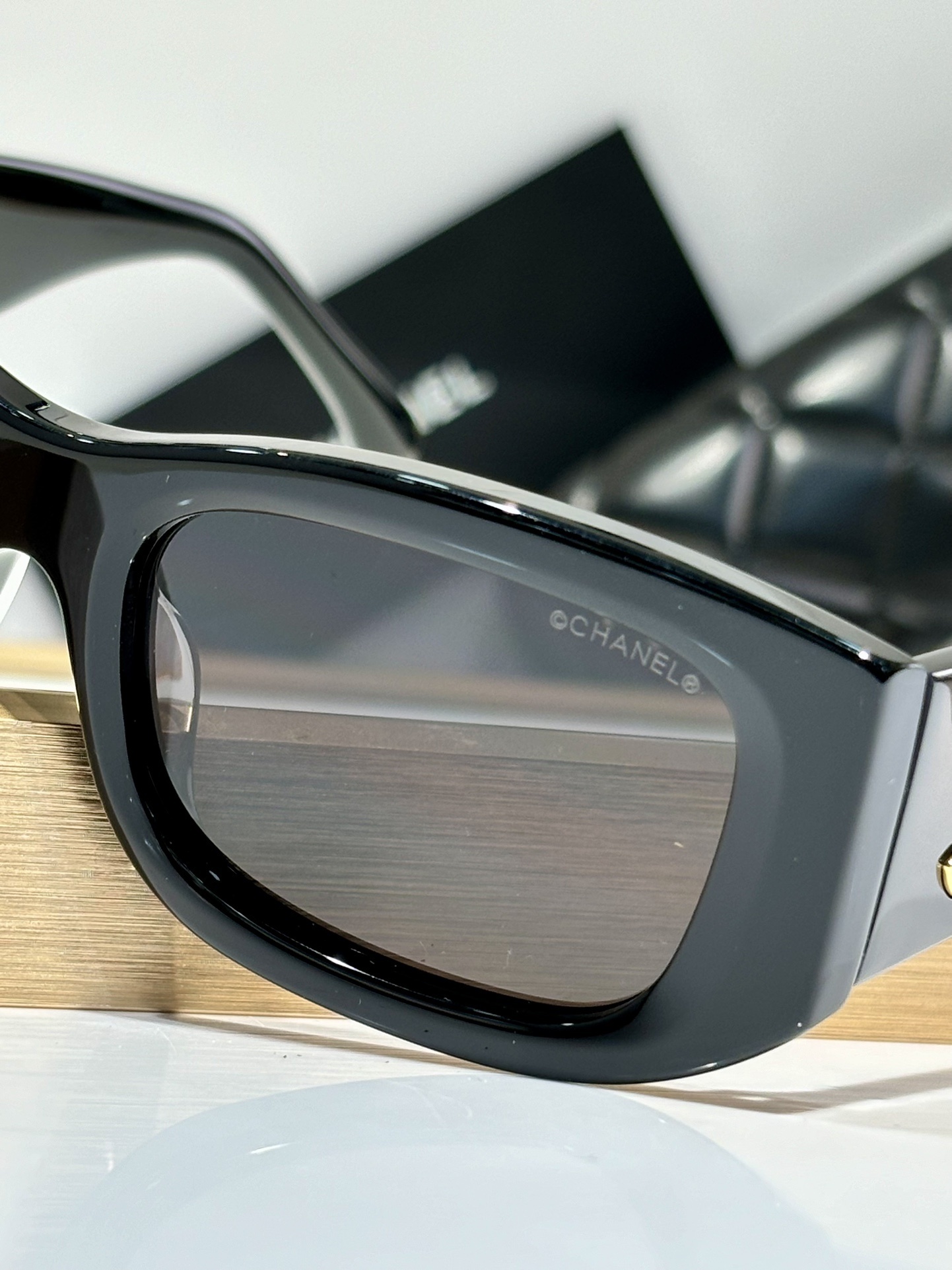 Chanel Black Rectangular Sunglasses - Elegant Two-Tone CC Logo