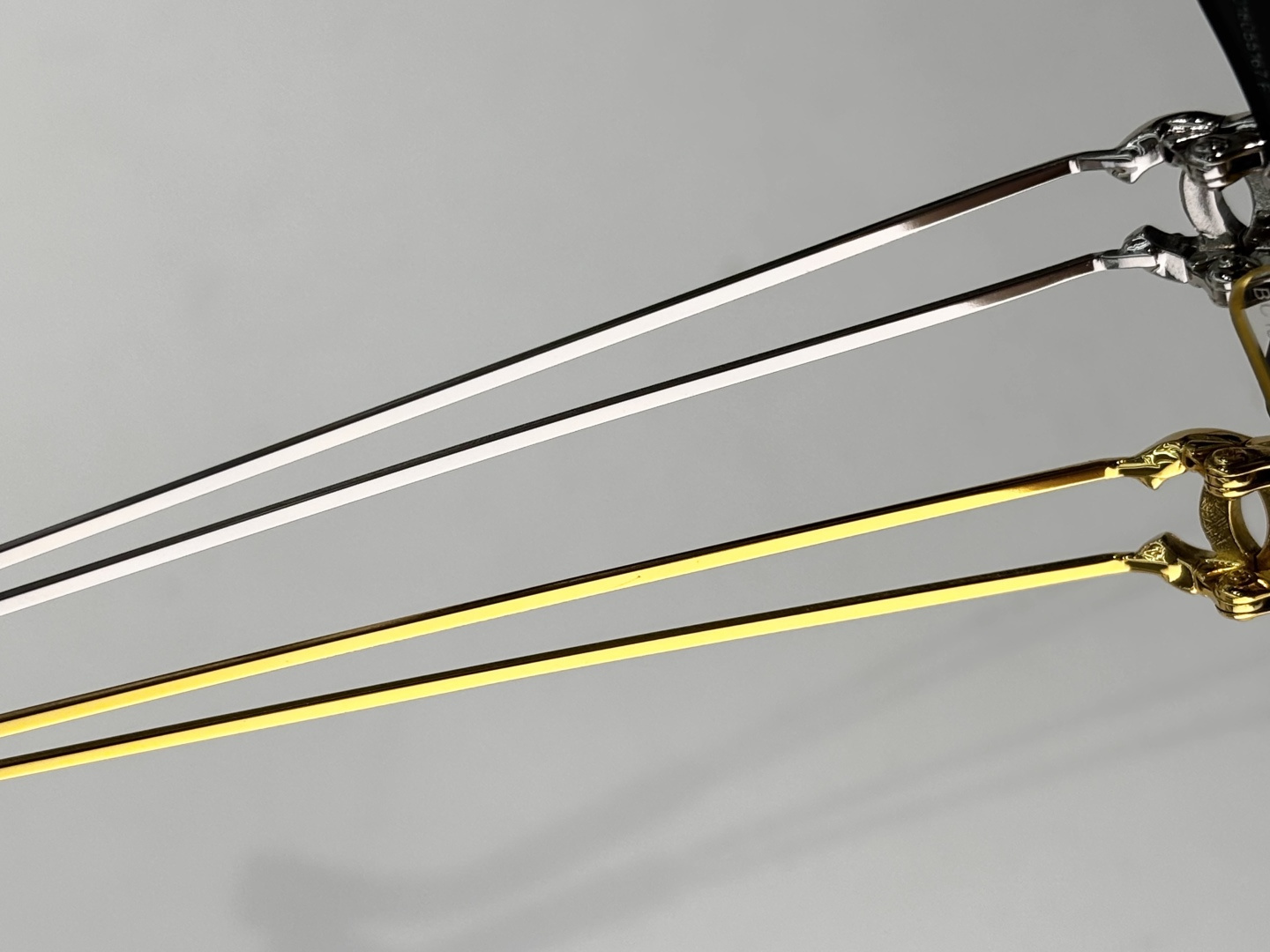 Chanel Rimless Rectangular Silver Sunglasses with Rhinestone CC Logo