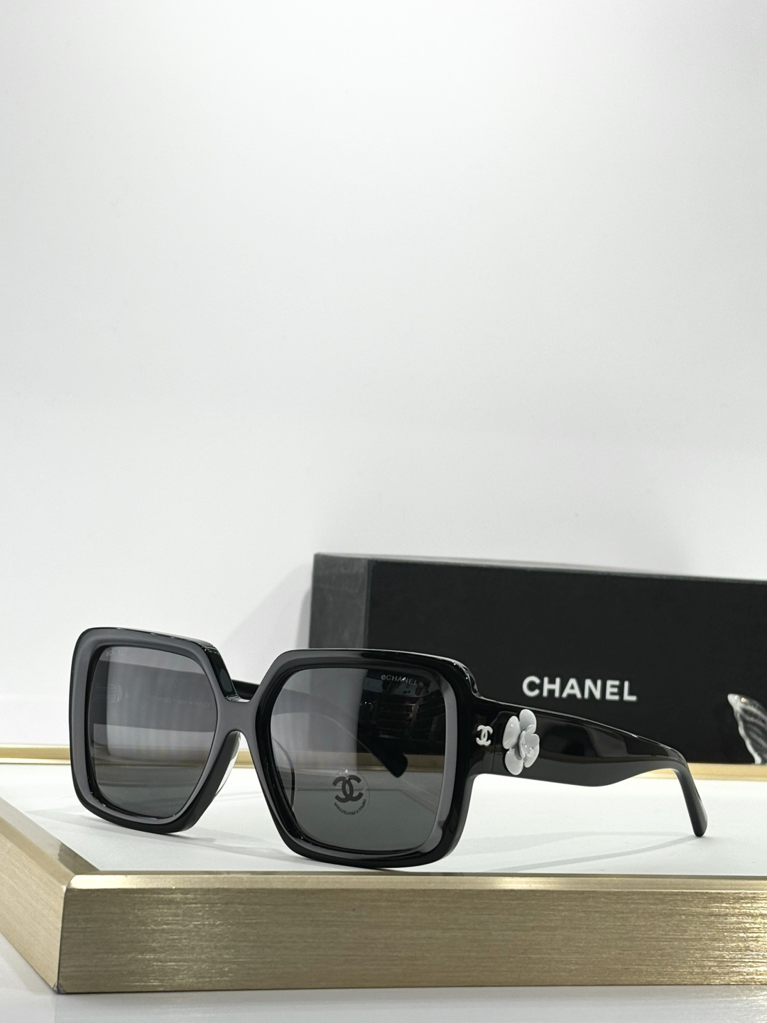 Chanel Square Sunglasses with 3D Camellia Detail - Luxury Eyewear