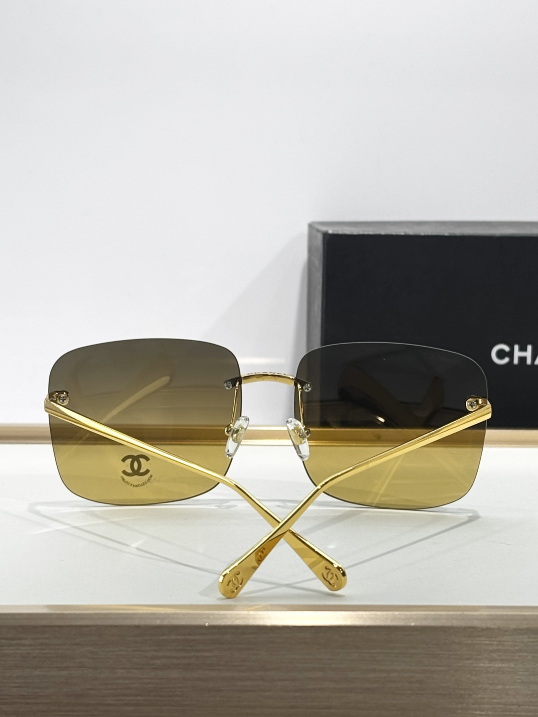 Chanel Rimless Square Sunglasses - Luxury CC Logo Gradient Eyewear