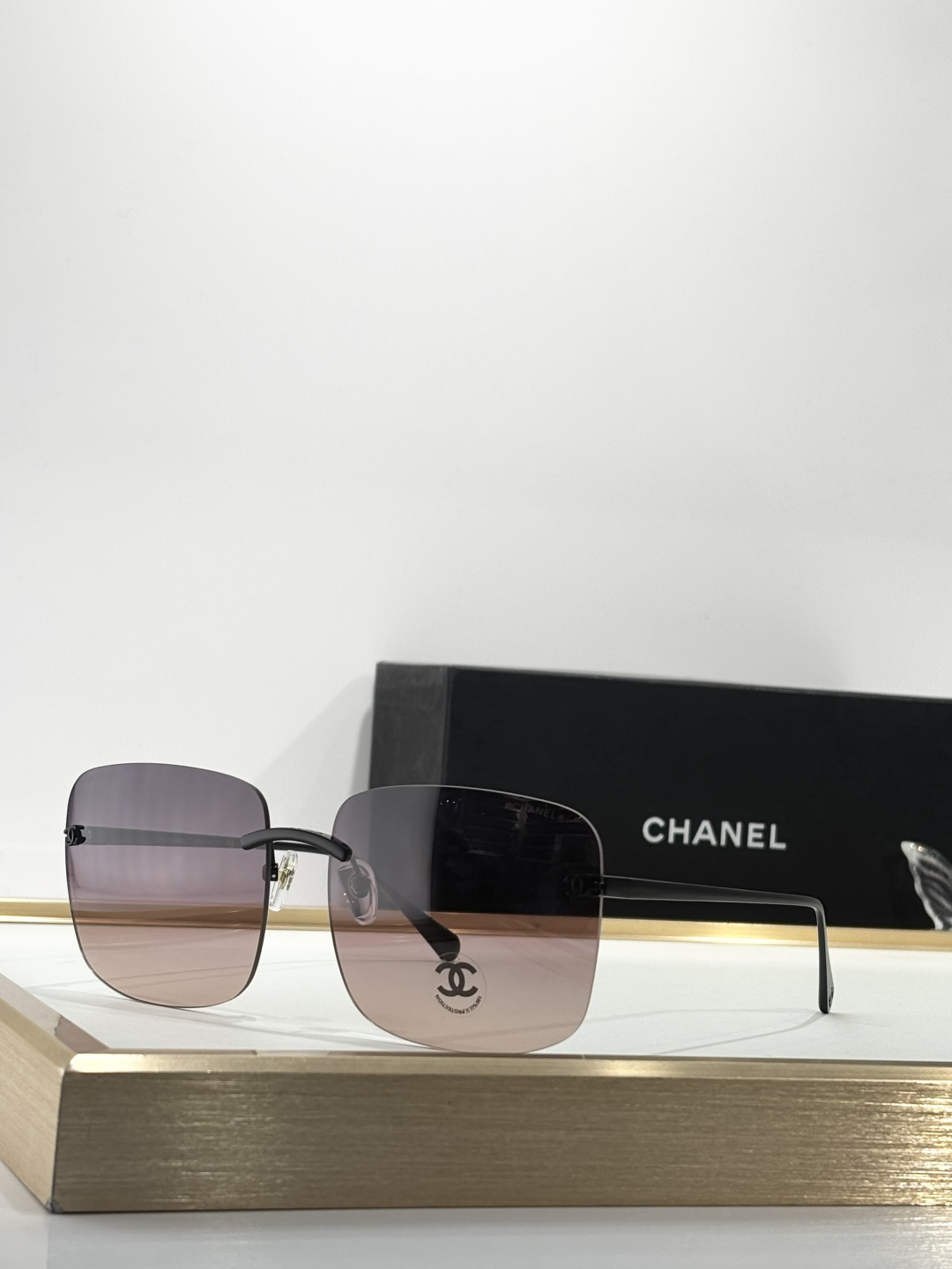 Chanel Rimless Square Sunglasses - Luxury CC Logo Gradient Eyewear