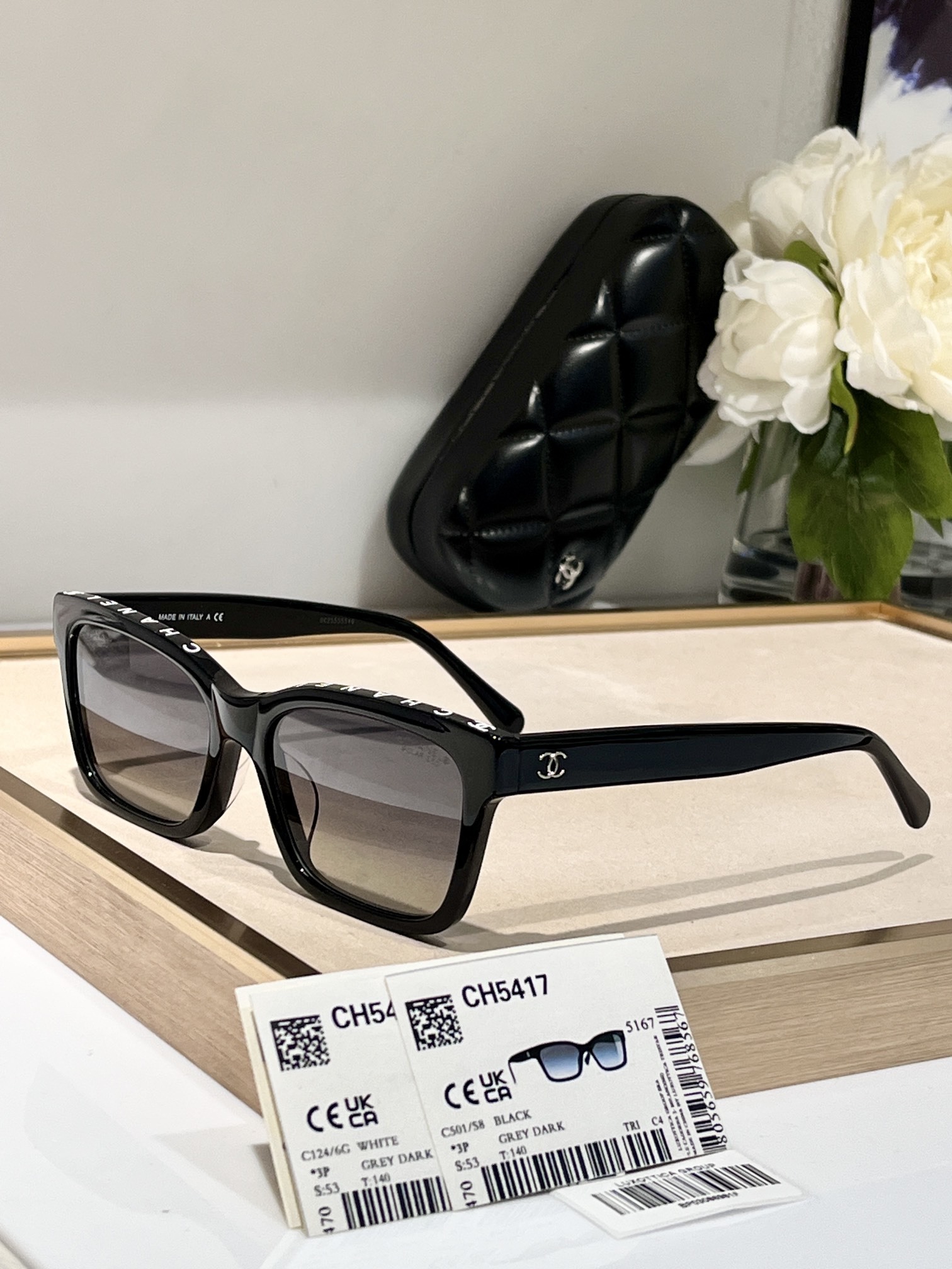 Chanel CH5417 Women's Square Sunglasses - Luxury Black Frames