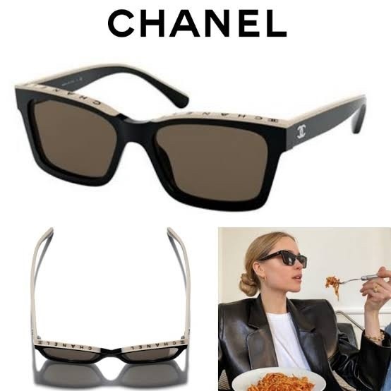 Chanel 5417 Black & White Rectangular Sunglasses - Luxury Eyewear
