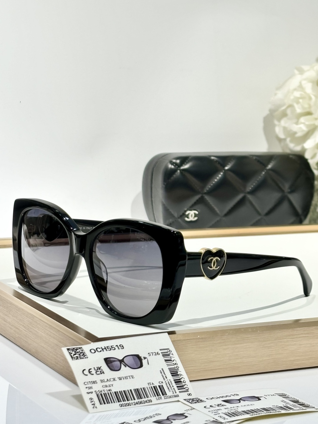 Chanel OCH5519 Oversized Sunglasses with Heart CC Logo - Luxury Eyewear