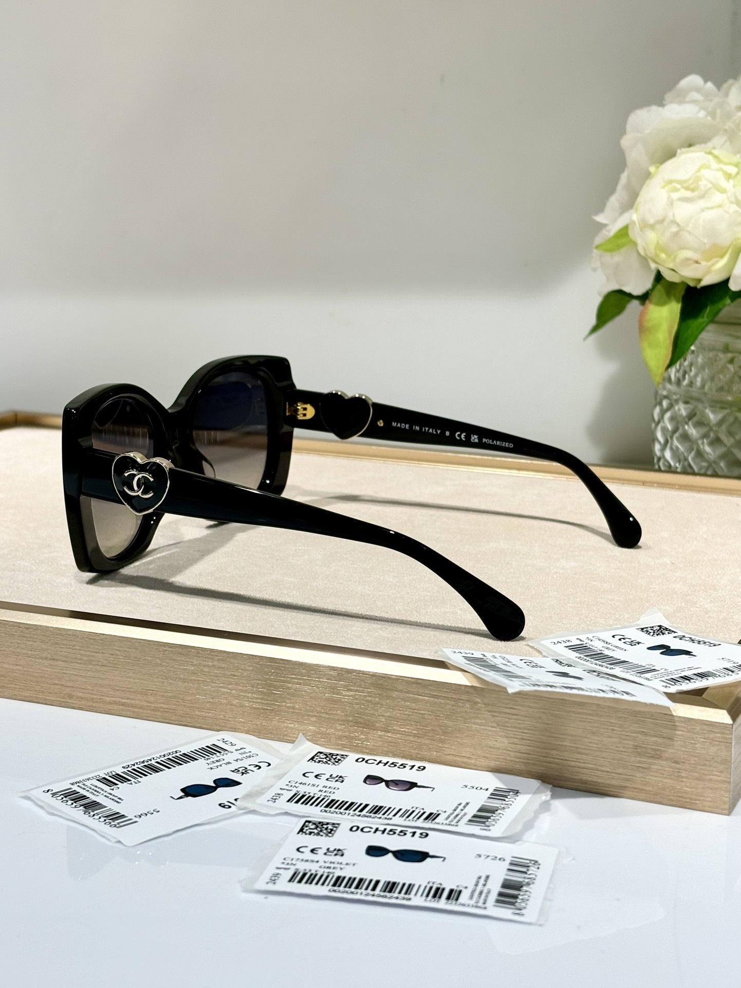 Chanel Heart Logo Butterfly Sunglasses - Black Polarized Lenses