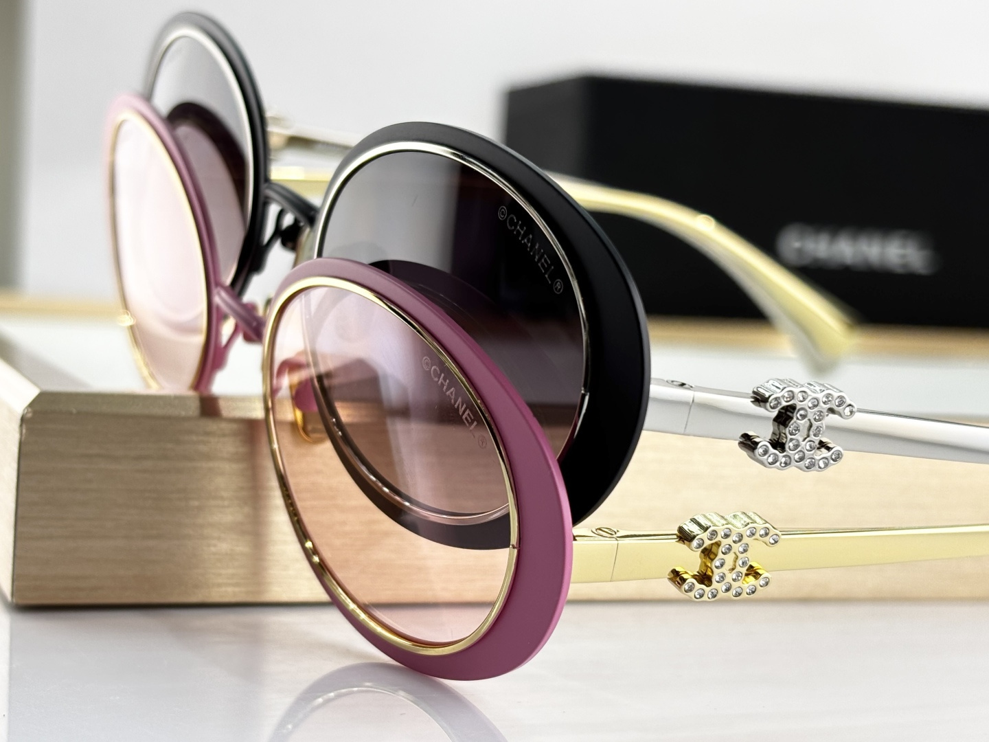 Chanel CH9578B Luxury Oval Sunglasses with Crystal CC Logo