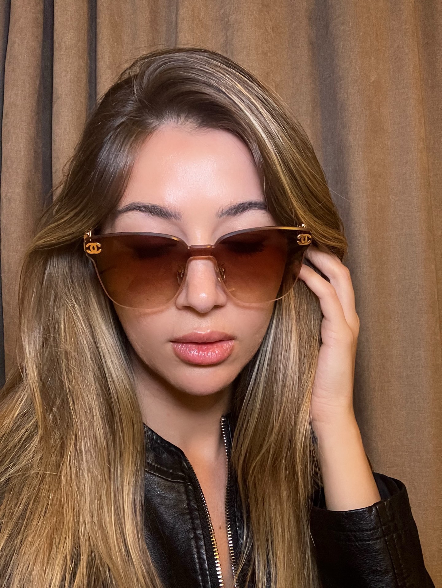 Chanel Oversized Butterfly Sunglasses Brown Gradient Gold Chain