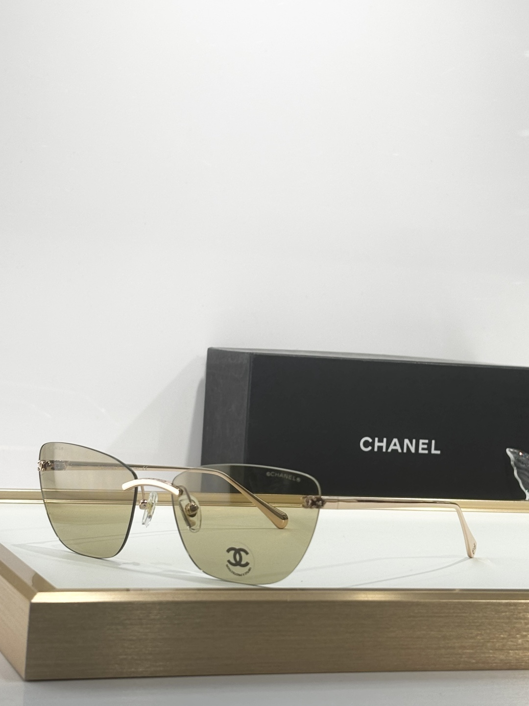 Chanel Luxury Rimless Butterfly Sunglasses - Premium CC Logo Design