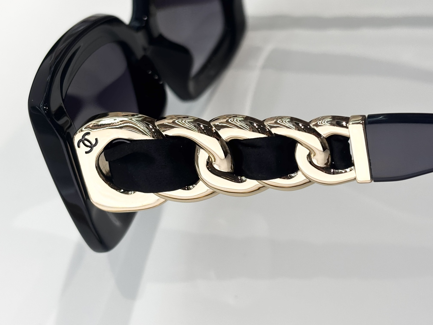 Chanel Oversized Square Sunglasses with Elegant Gold Chain Detail