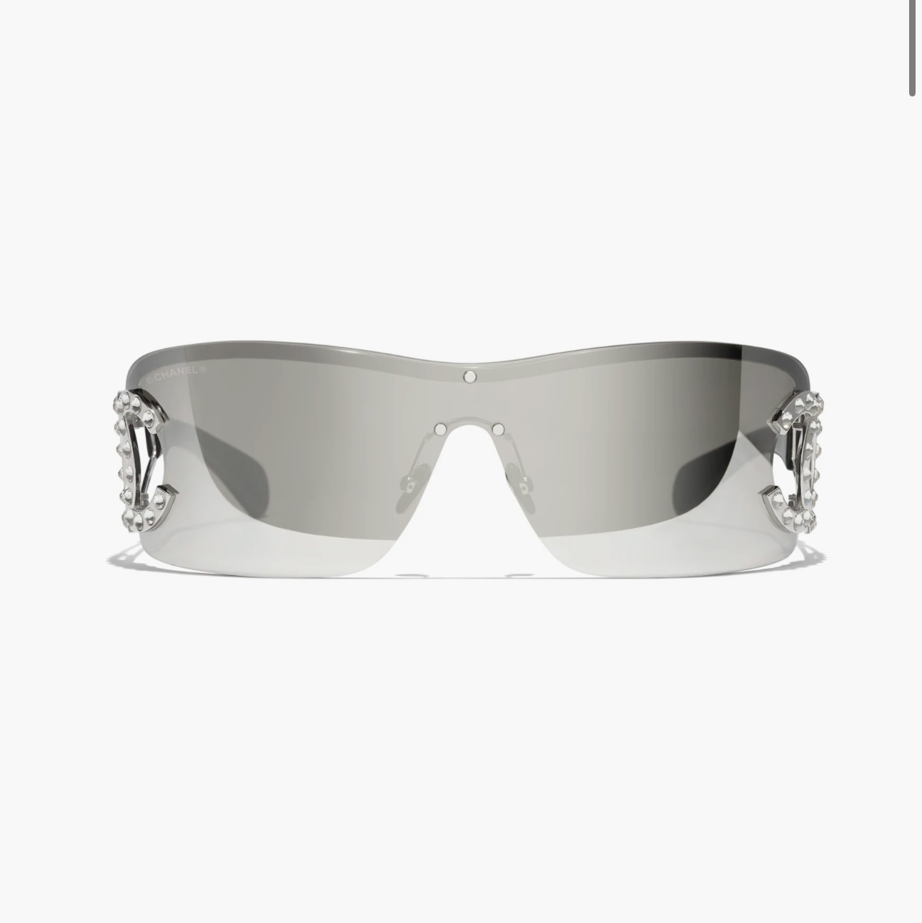 Chanel Exclusive Shield Sunglasses - Silver Metal & Strass Mirror