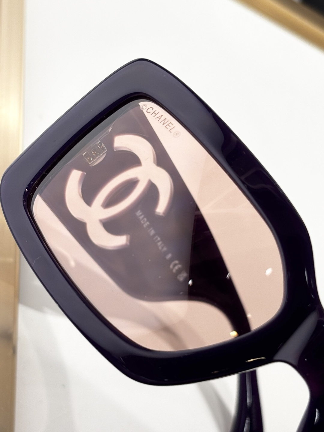 Chanel CH5526 Purple Rectangle Sunglasses with Pink Lenses