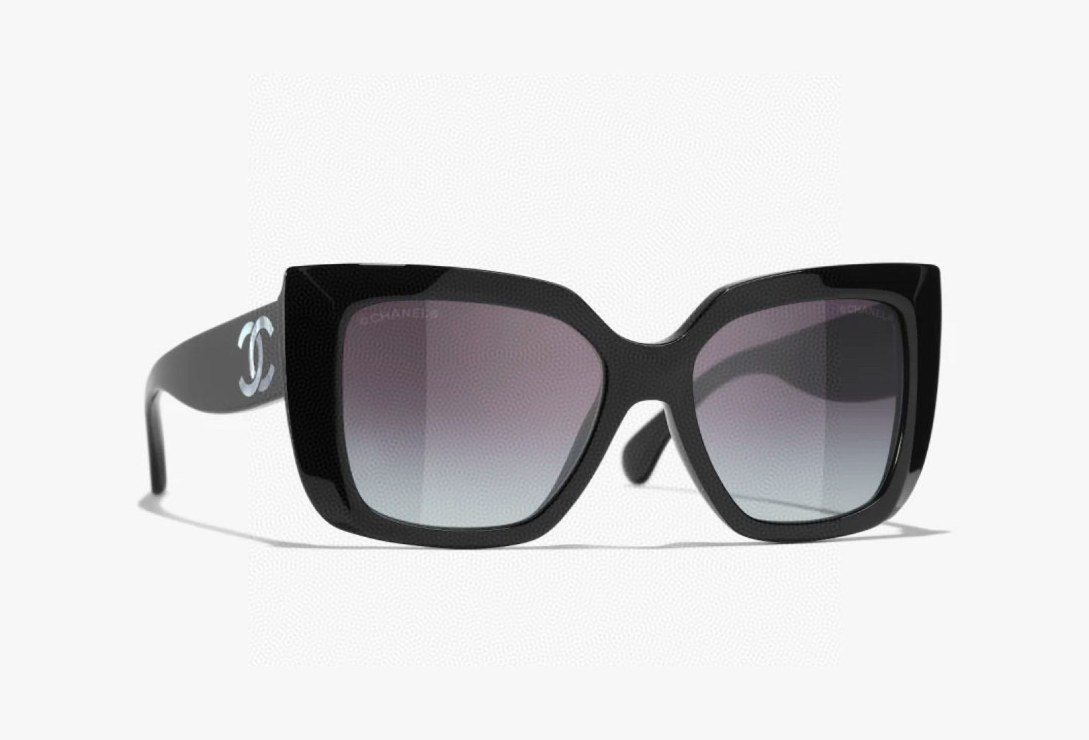Chanel Oversized Square Sunglasses - Black with Pearl CC Logo