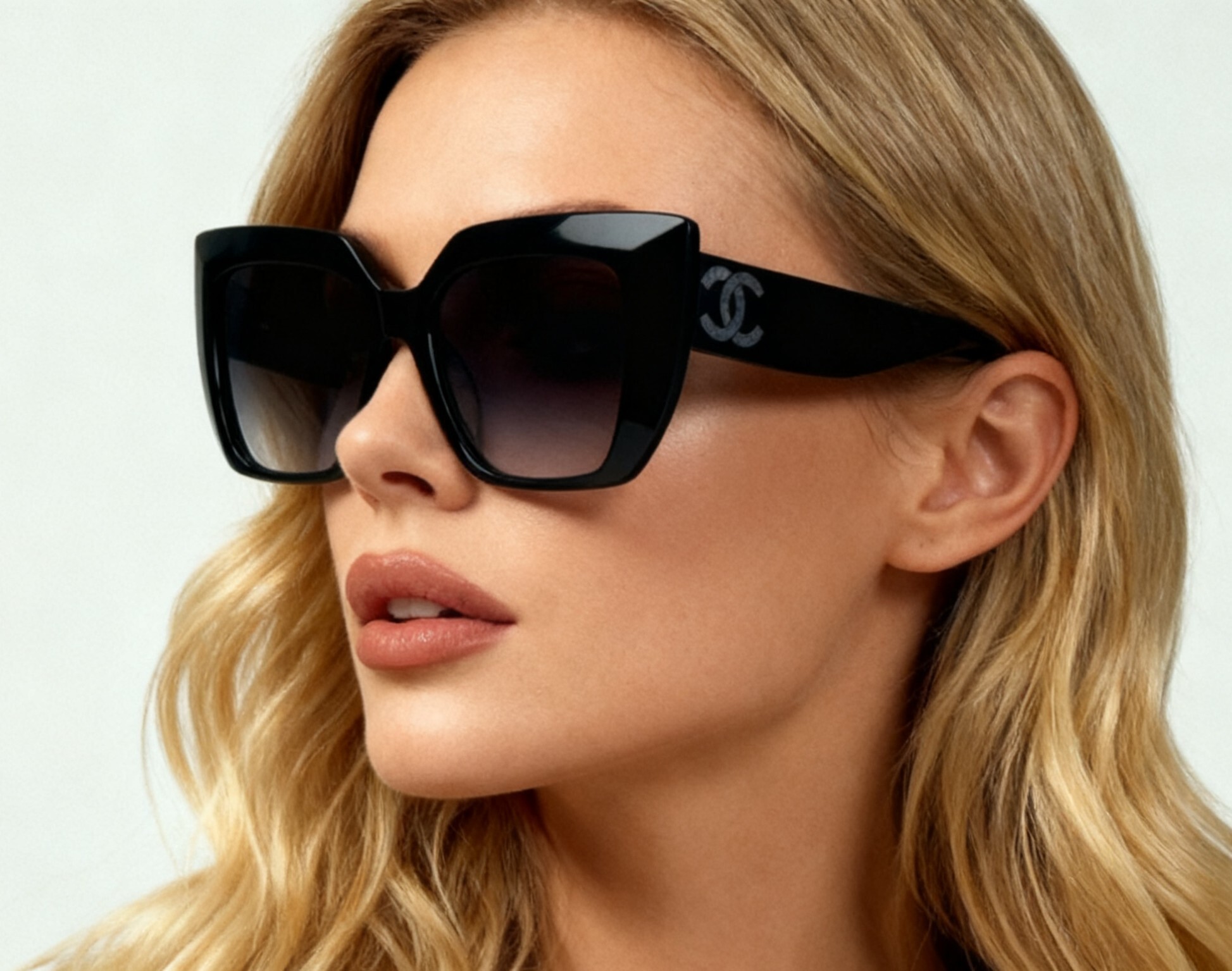 Chanel Luxury Oversized Square Sunglasses - Black Gradient Lens