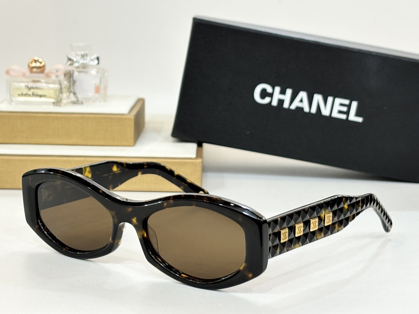 Chanel Luxury Oval Quilted Sunglasses for Women - UV Protection