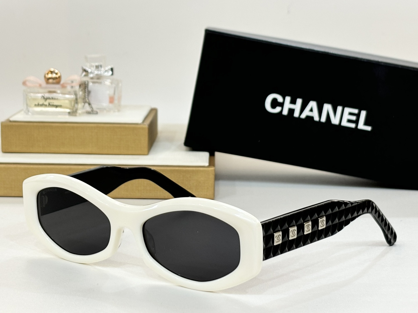 Chanel Luxury Oval Quilted Sunglasses for Women - UV Protection