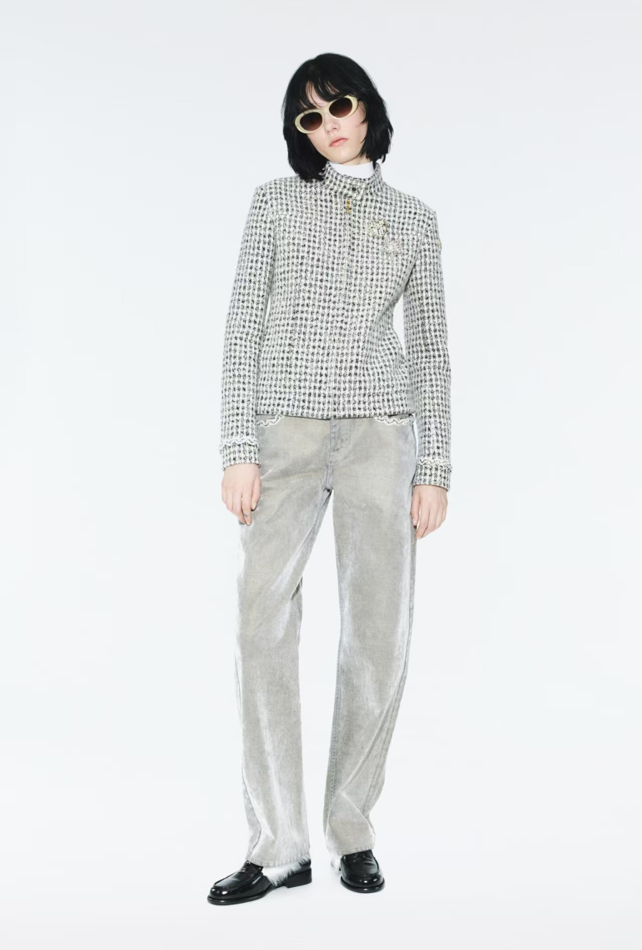 Chanel Oval Sunglasses Translucent Beige & Black with CC Logo