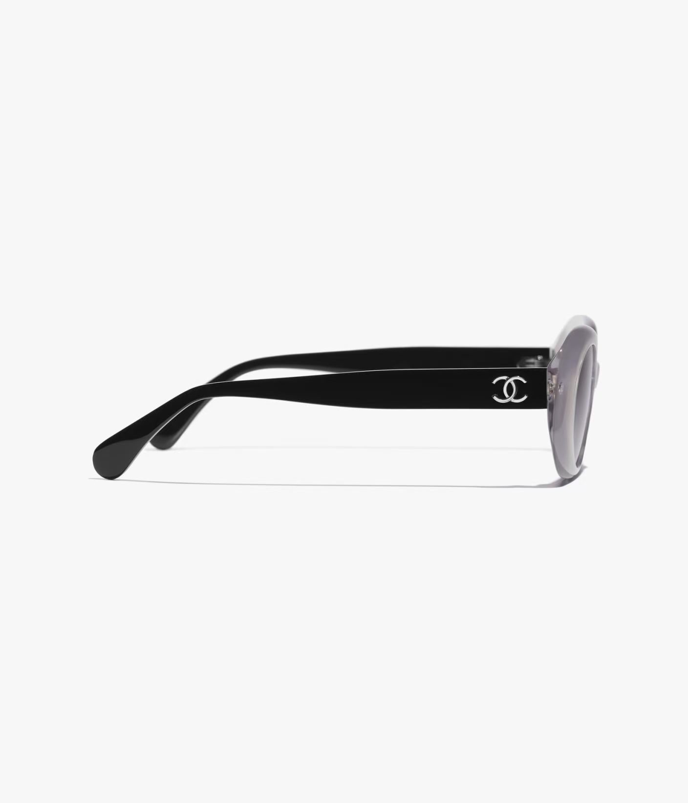 Chanel Oval Sunglasses Translucent Beige & Black with CC Logo