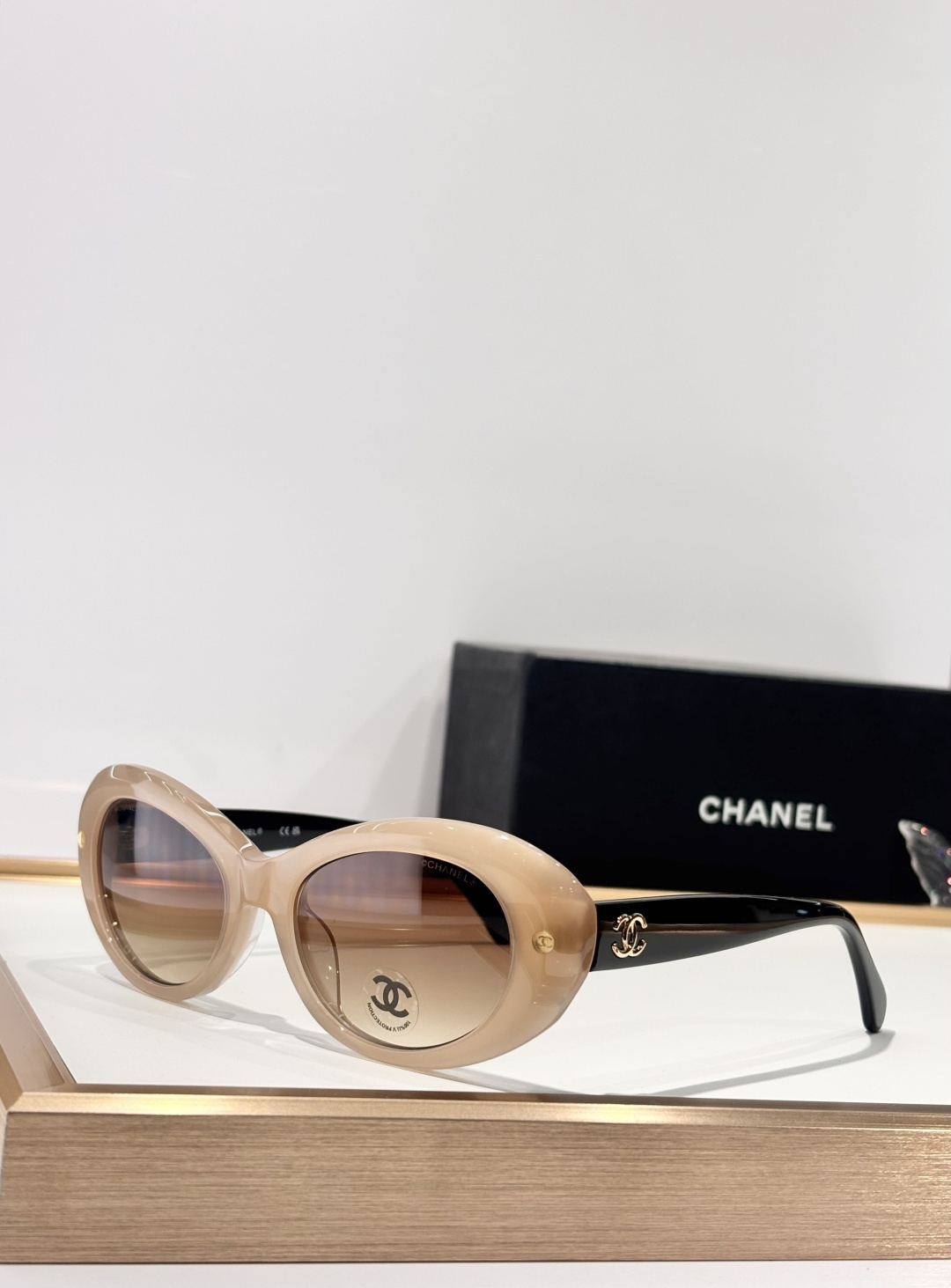 Chanel Luxury Oval Sunglasses - Elegant Gradient Lens Eyewear