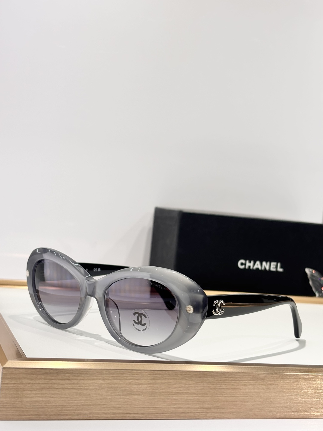 Chanel Luxury Oval Sunglasses - Elegant Gradient Lens Eyewear